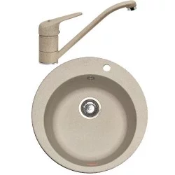 Pachet chiuveta rotunda rog 610 + baterie bahia franke, avena