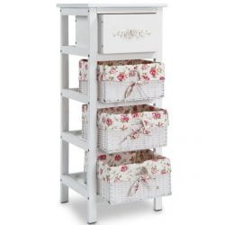 Rafturi albe - sertar si 3 cosuri model trandafiri