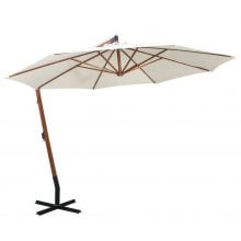 Umbrela de soare suspendata, cu stalp de lemn, vidaXL